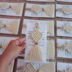 Macrame Heart Keychain Wedding Party Gift- Wedding Favors Macrame Keychain-Heart Keychain for Guest Gift