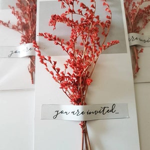 Dried Flower Cards, Wedding Dried Flower Favors, Thank You Flower Card