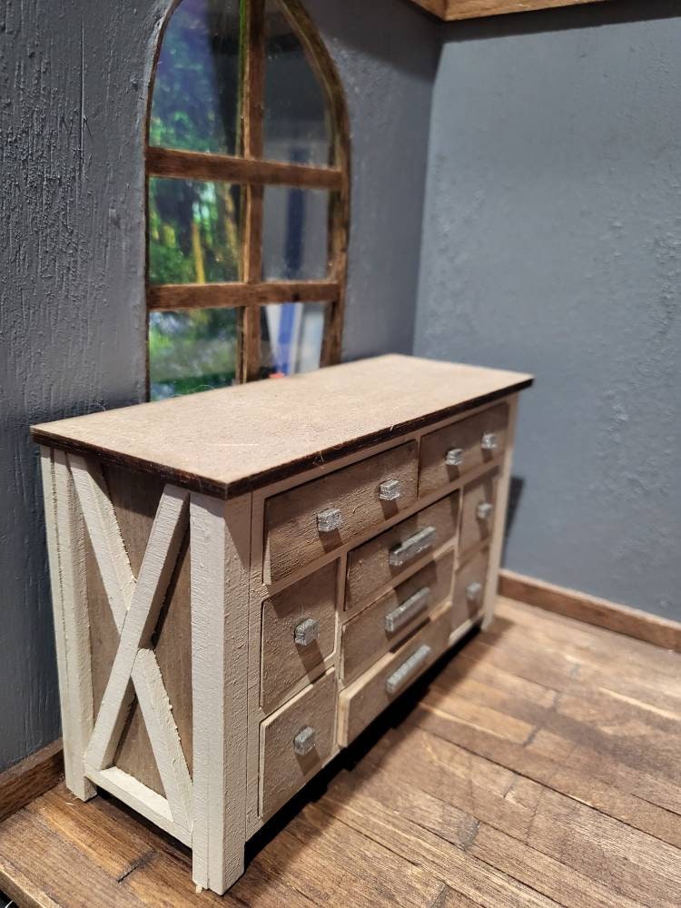 Rustic Dollhouse 9 Drawers Dollhouse Miniature 1/12 Scale Etsy