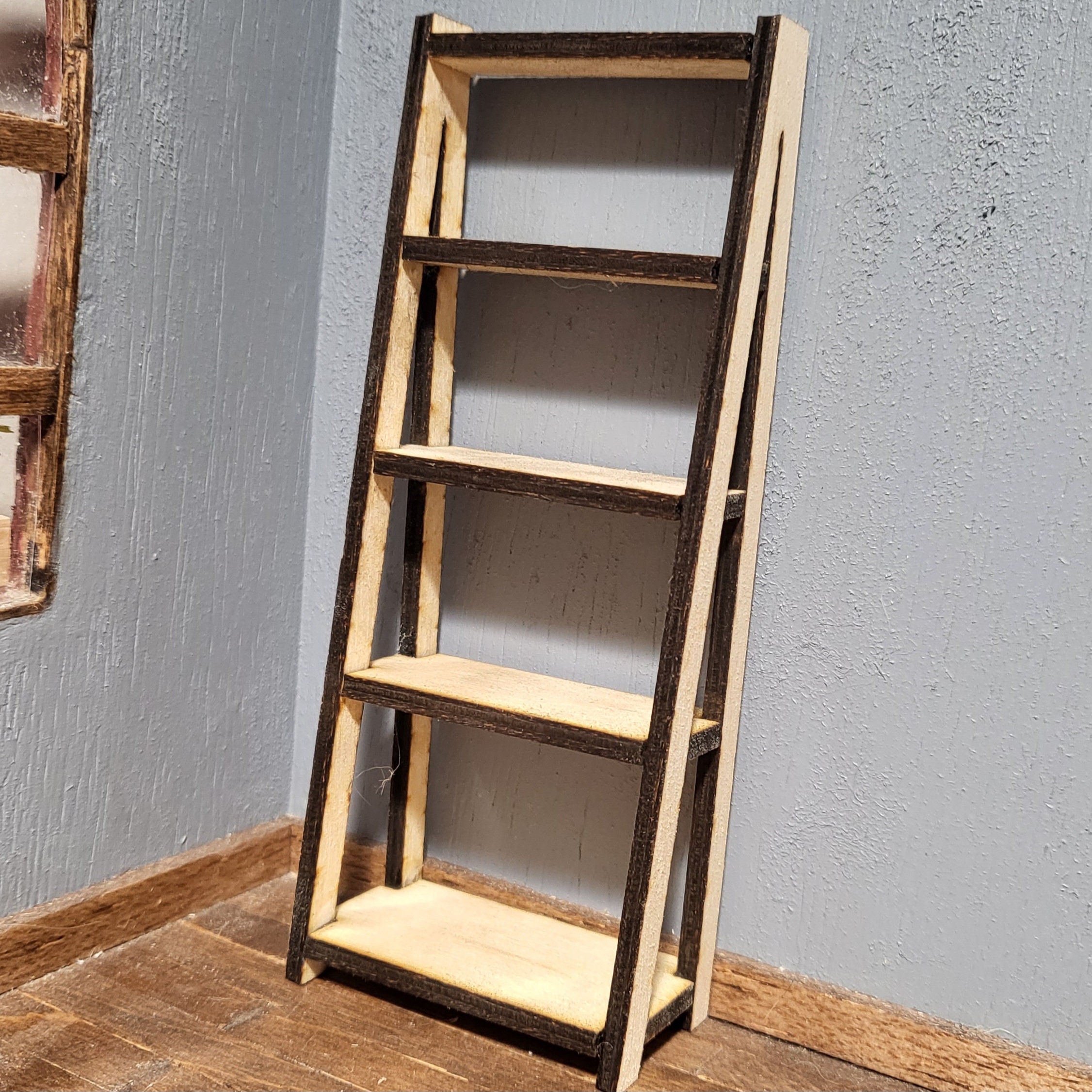 Wooden Ladder Bookshelf Dollhouse Miniature 112 Scale Etsy