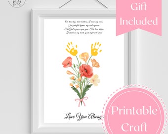 Handprint Craft Watercolor Wildflower Bouquet Mom Poem Fait Mother's Day Gift Card DIY Kids Footprint Art Keepsake Wall Decor Baby Nursery