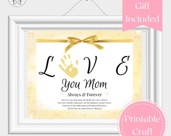 Handprint Art Mothers Day Gift Printable Mom Poem Christian Footprint Craft Card DIY Keepsake Wall Decor Baby Nursery Love You Memory Book