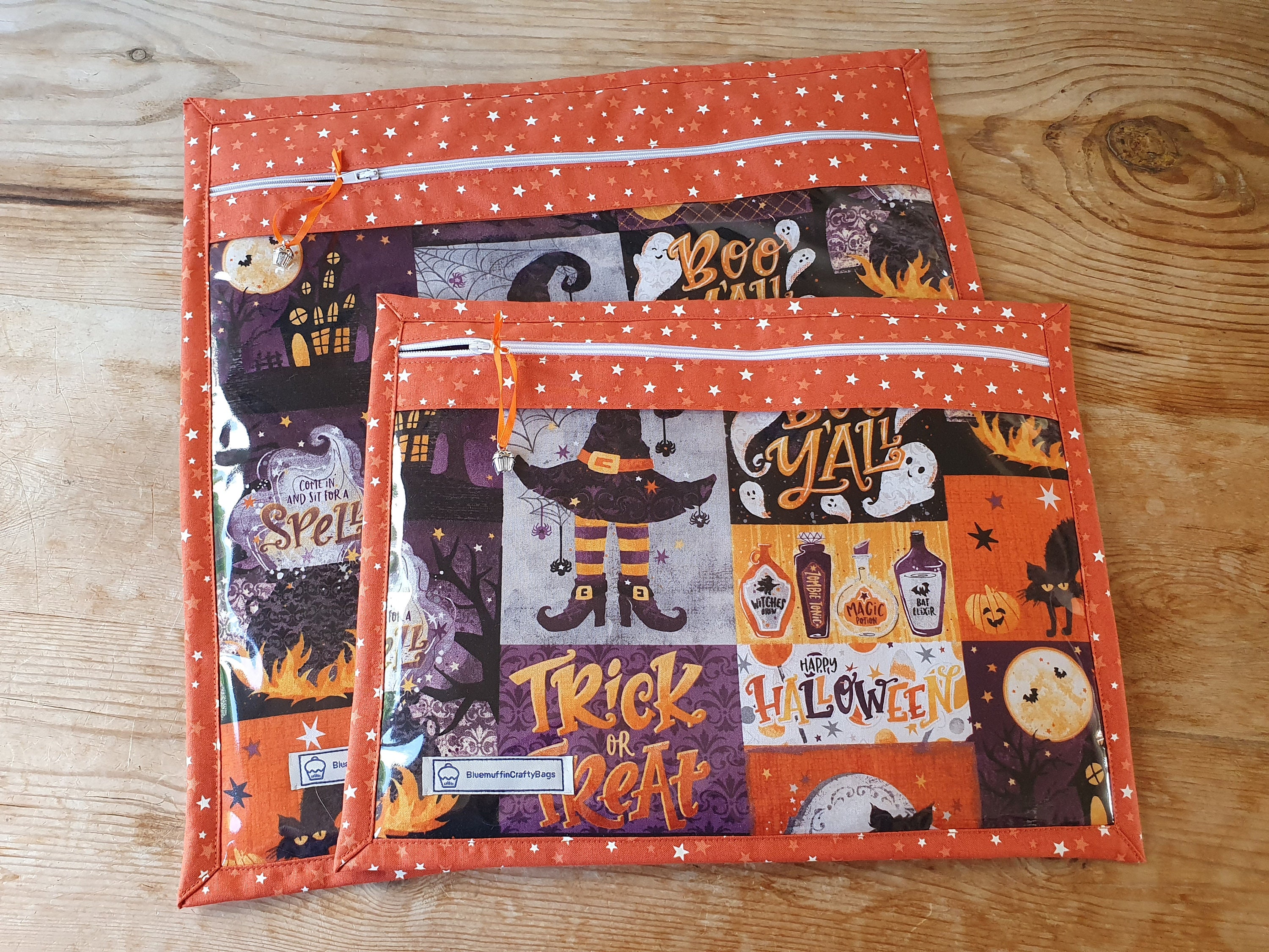 PRE-ORDER Halloween Vinyl Window Cross Stitch/Needlework Project Bag -  Spooky Hexagons