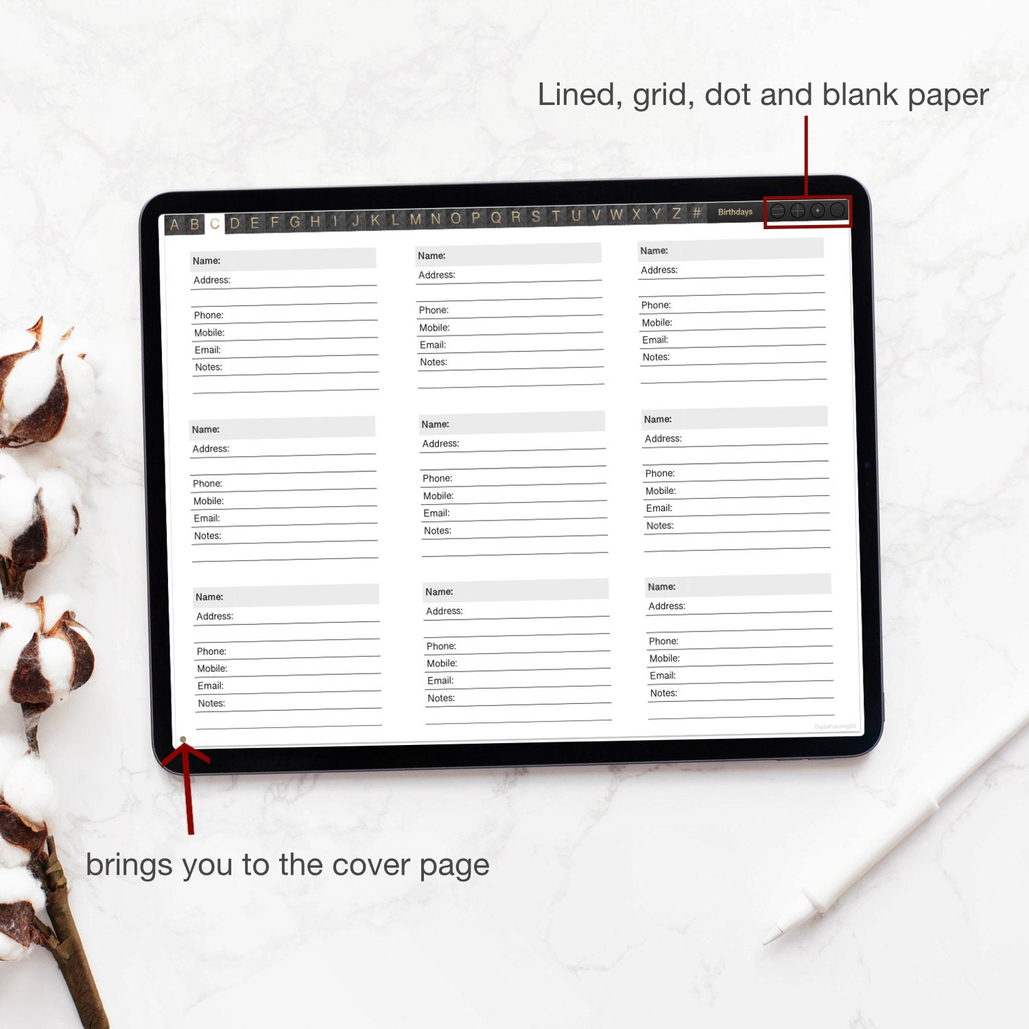 Hyperlinked Digital Address Book Gold Vertical Instant Etsy