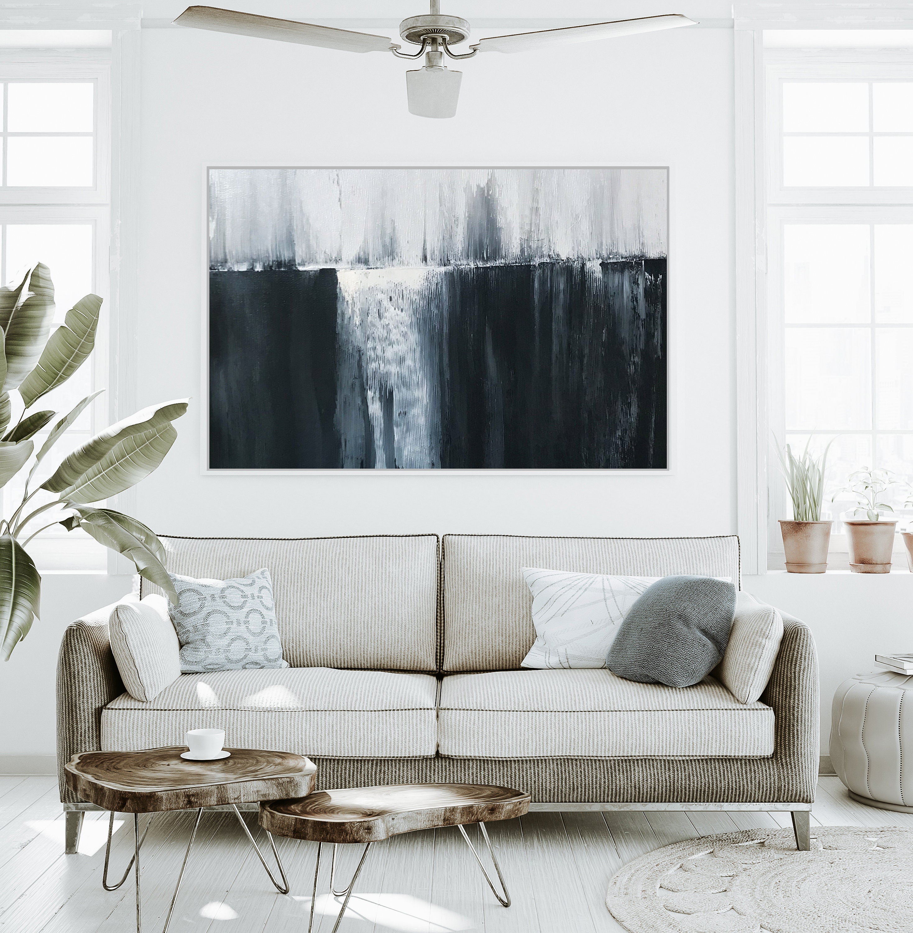 Large Navy Blue Oil Painting on Canvas Calming Blue Painting Etsy