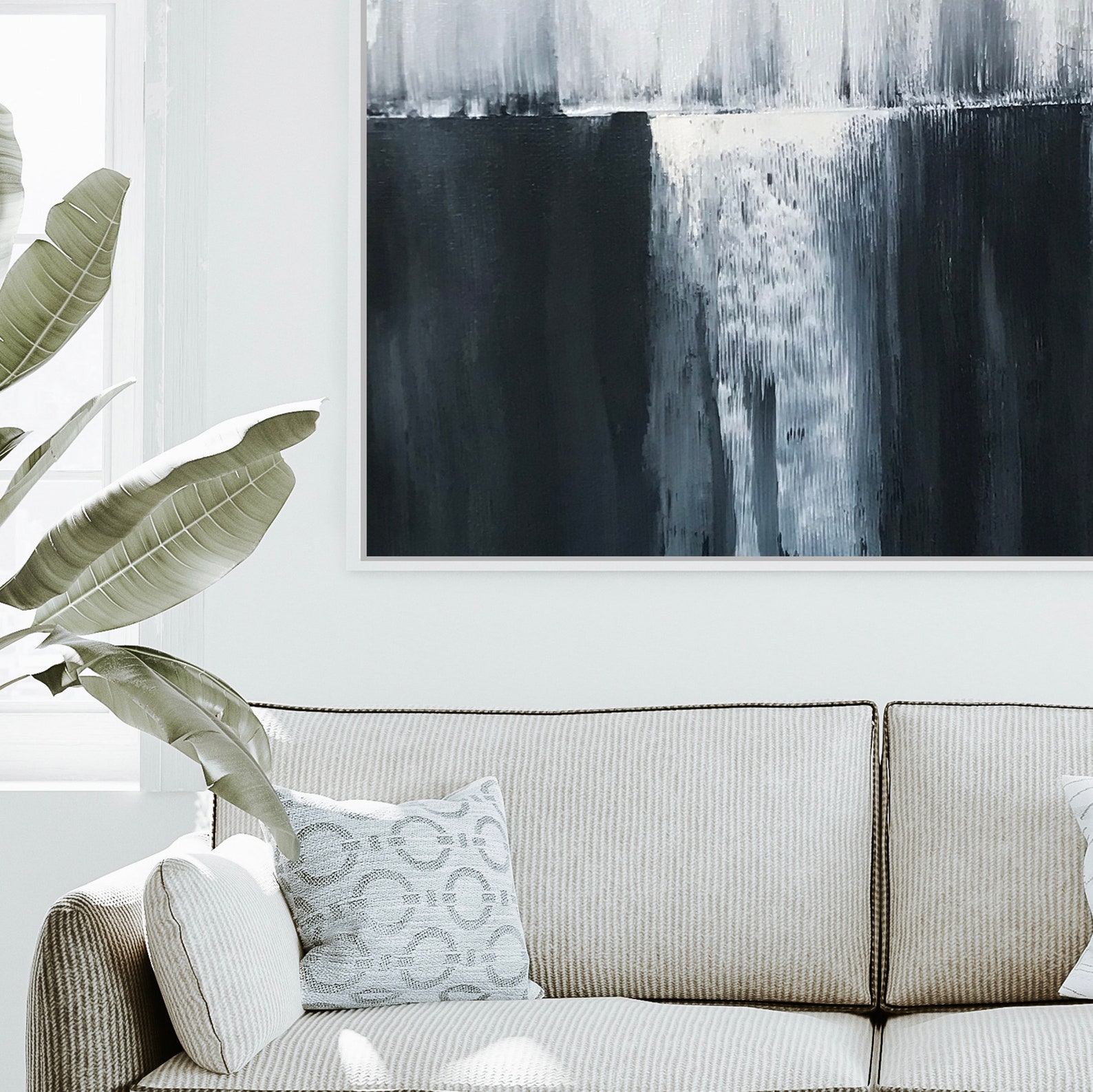 Large Navy Blue Oil Painting on Canvas Calming Blue Painting Etsy