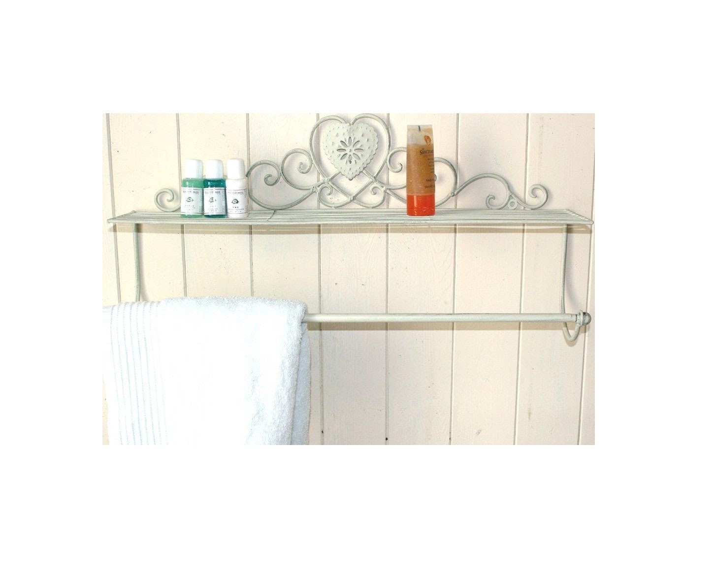 Cream Wall Shelf With Towel Rail in Heart Design Antique Etsy