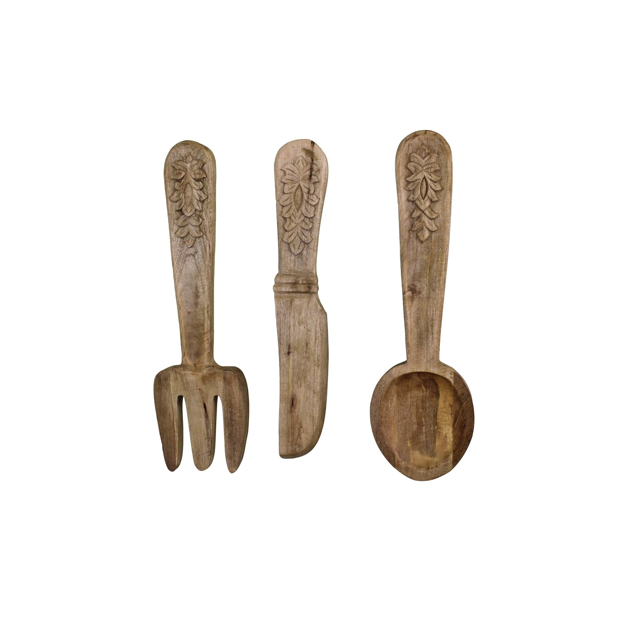 Großes hölzernes Dekoration Besteck für die Wand 3er-Set Holz | Etsy