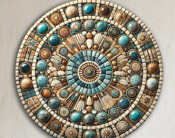 Round Tempered Glass Wall Art: Embossed Abstract Wall Hanging