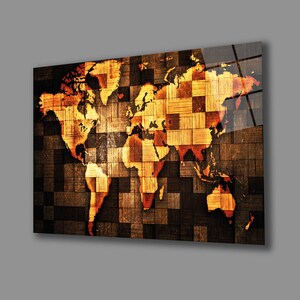 WORLD MAP | Classic Home Decor, Glass Wall Art, A Classic Office, Gift For Institutions