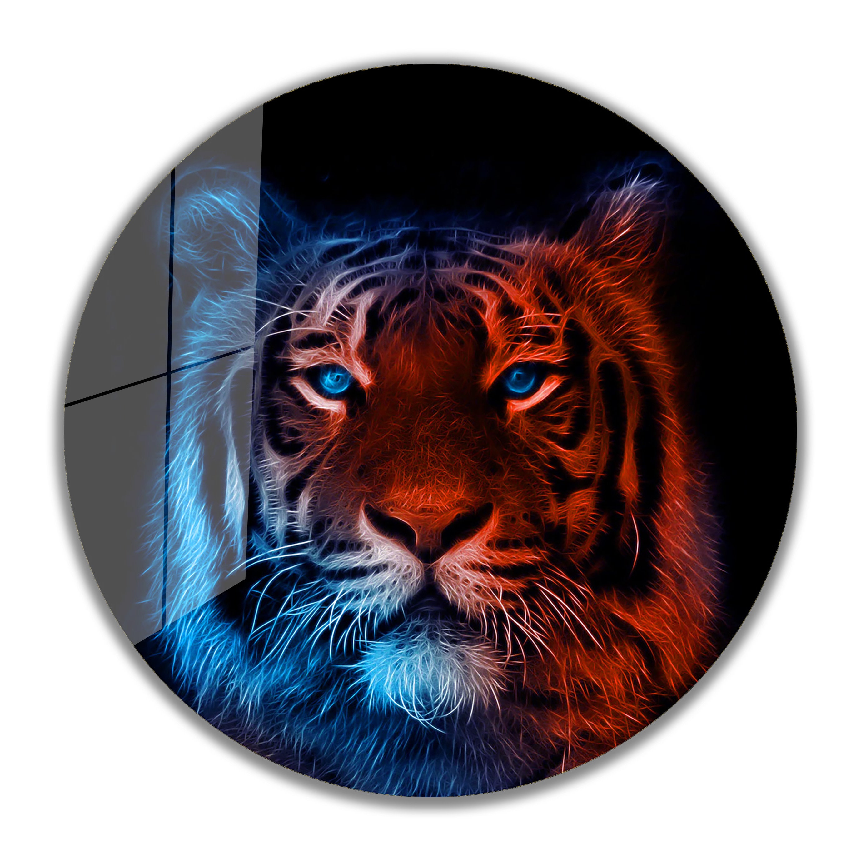 4mm Tempered Glass Wall Art, UV Digital Printed, Colorful Tiger ...