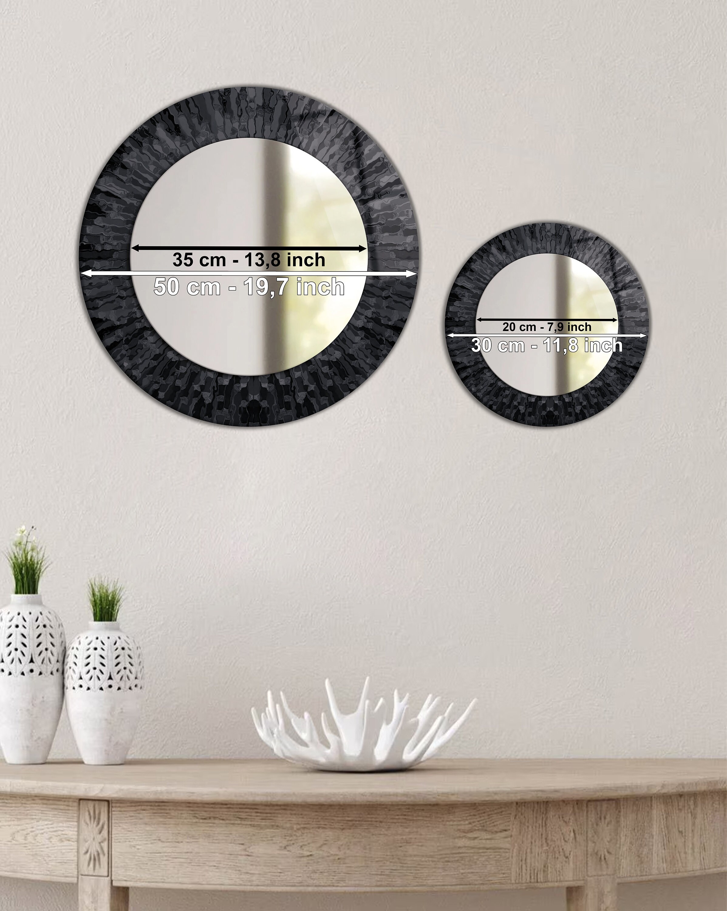 Glass Framed Mirror Brown Unique Wall Decoration Abstract Etsy