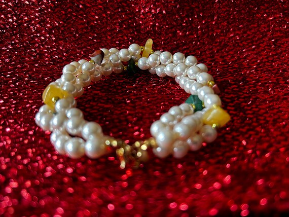 W. Lind 14k GE Simulated Pearl and Stones Vintage… - image 3