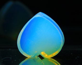 Heart Shaped Double Flared Opalite Plugs/Stone Plugs Gauges/Body Jewelry for Stretched Ears/ Natural Organic (pair)