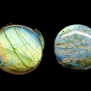 Top Quality multifire  Labradorite Natural pair Plug Blue Fire 25 mm Plugs Pair  With Double Flared Saddle,Stone Plugs stone no G 2.