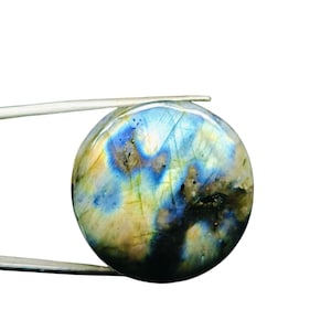 Natural Labradorite, Blue & Multi Fire 30 mm Plugs Singal Pc Gauge Plugs With Double Flared Saddle,Stone Plugs  stone no G 8.