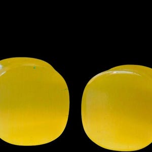 Cushion Yellow Cats Eye Plug Earrings, Duble flar plug Pair Plug Custum Available 6mm and 28mm size.