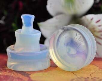 Opalite Plugs/Stone Plugs Gauges/Body Jewelry for Stretched Ears/ Natural Organic (pair) 5 mm To 40mm Available custum size.