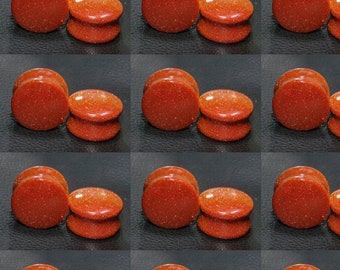 GoldStone plugs, Double flare plugs, Body Jewelry For Stretched Ear plugs, plugs &gauges size 6g (4mm) to 1" (25mm)  organic stone plugs