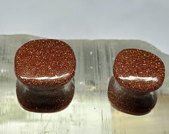 Sunstone Cushion Shape Plug handmade Polished Golden plug Gauge Earrings, Pair Plug Custum Available 6mm and 28mm size.