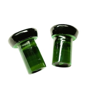 Emerald Glass Single Flare pair Earrings plug Dome Plugs  4g, 2g, 1g, 0g, 00g, 10mm, 7/16&quot;, 12mm, 9/16&quot;, 5/8&quot;, 18mm, 3/4&quot;, 20mm, 7/8, 24mm1&quot;