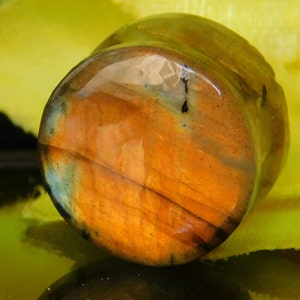 Top Quality Natural Labradorite, Blue & Multi Fire 16 mm Plugs Singal Pc Gauge Plugs With Double Flared Saddle,Stone Plugs PT-132