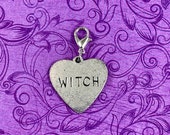 Distressed Heart Witch Planner Charm -Zipper Pull -Bracelet Charm -Shoe Charm -Backpack Charm -Pet Tag Charm -Purse Charm -Notebook Charm