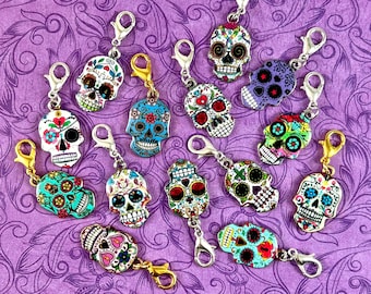 Sugar Skull Planner Charm - Zipper Pull - Bracelet Charm - Shoe Charm - Backpack Charm - Pet Tag Charm - Purse Charm - Notebook Charm