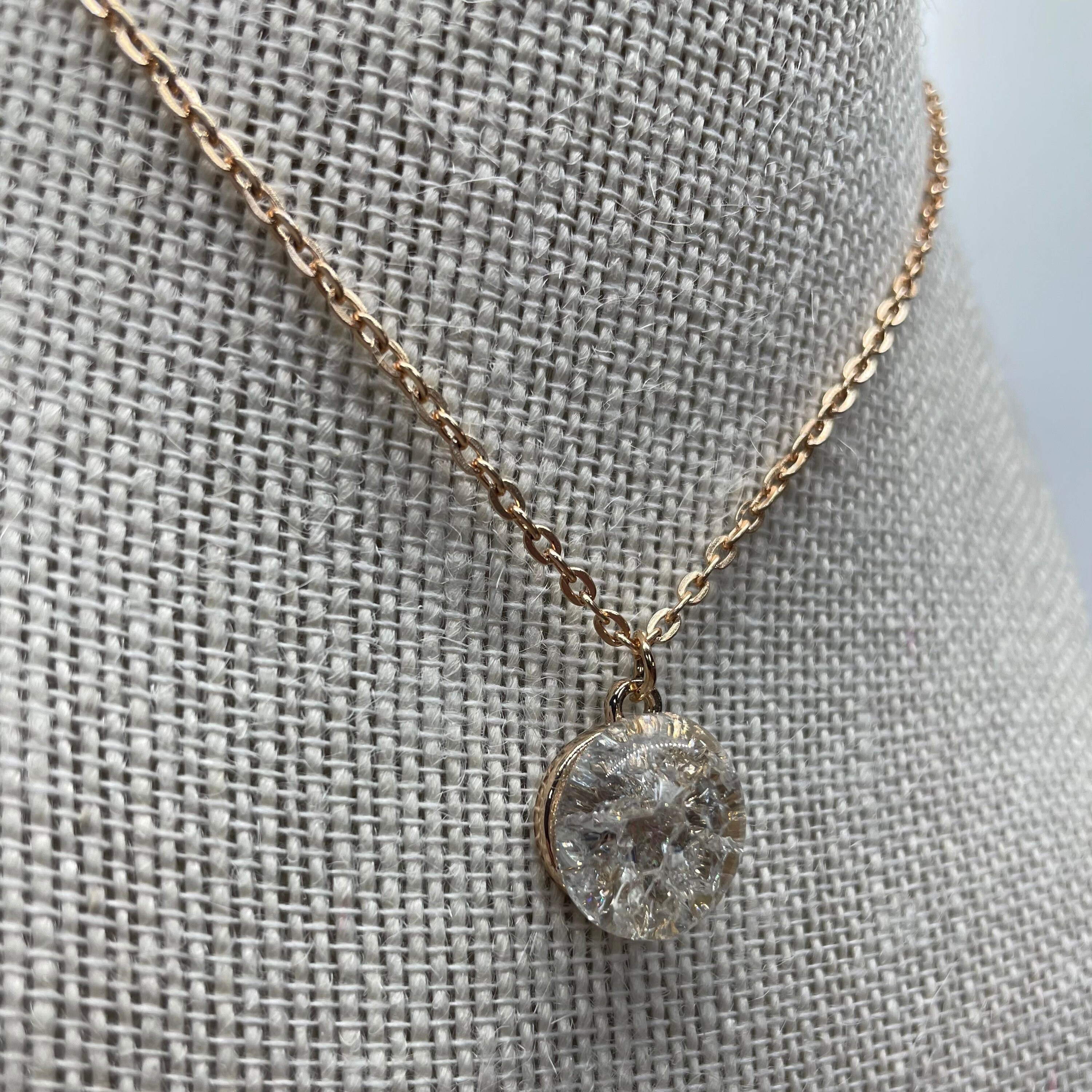 Rose Gold Statement Dainty Shattered Glass Ceiling Necklace Etsy