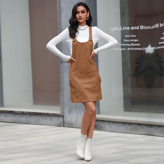 Cute Brown Dungaree Dress Suspender Skirt Pinafore Gift - Etsy