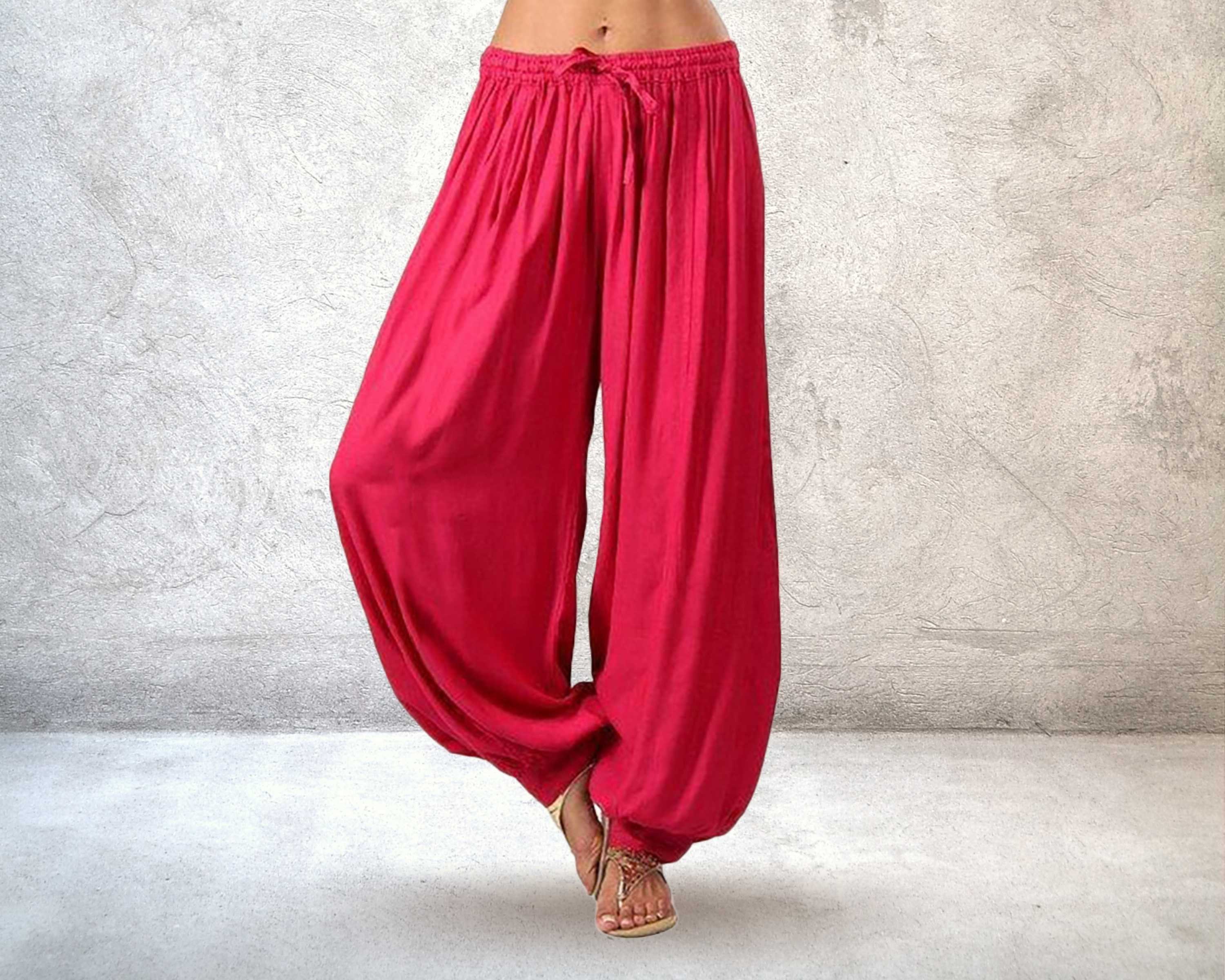 Women's Solid Harem Baggy Pants Aladdin Style Wideleg Etsy