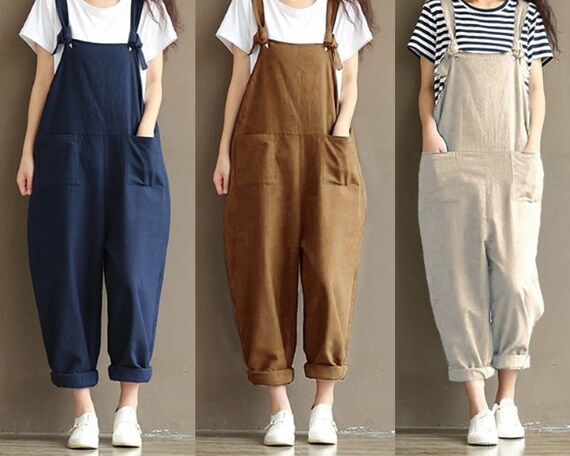 Hippie Solid Casual Cotton Overalls for 