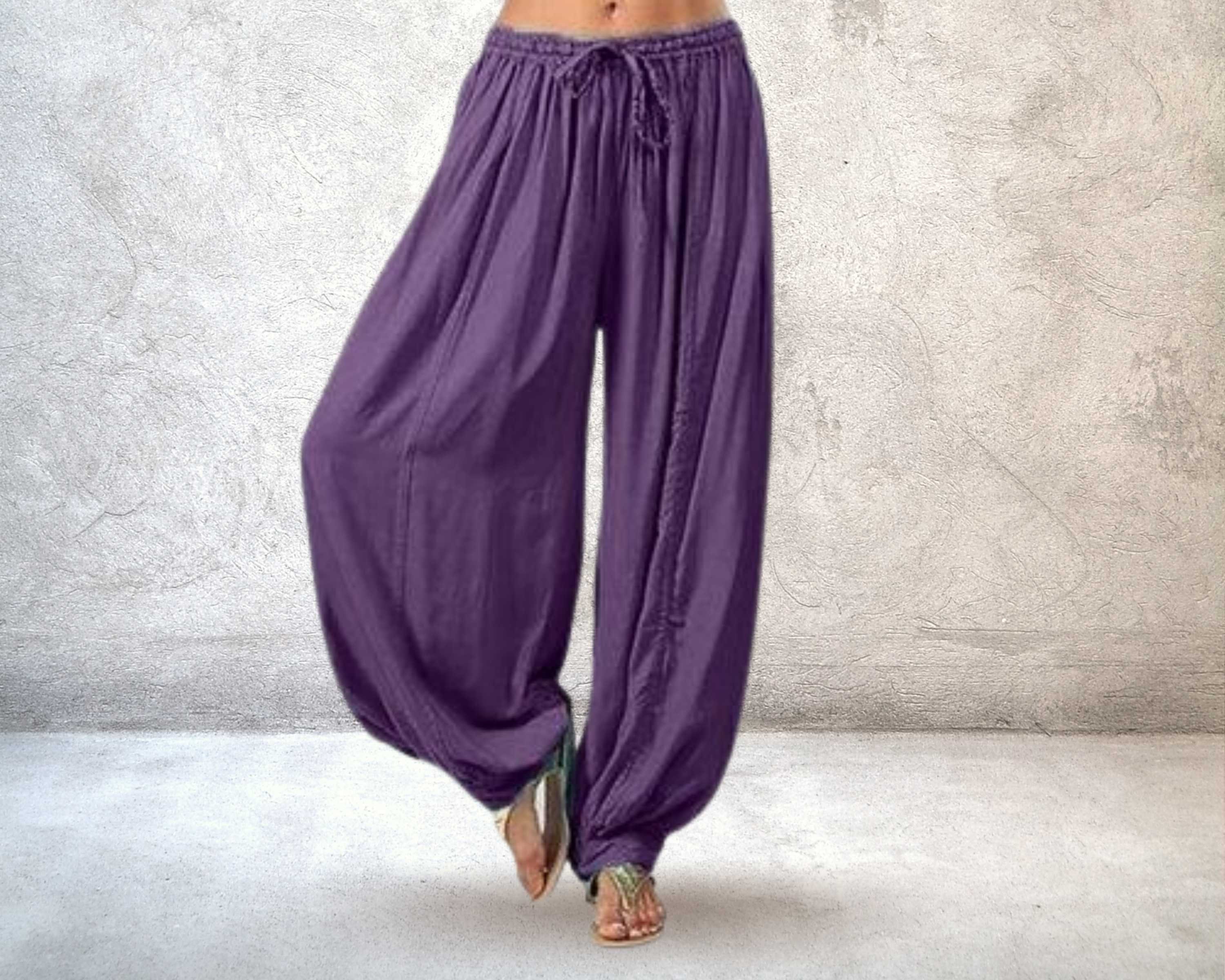Women's Solid Harem Baggy Pants Aladdin Style Wide-leg - Etsy