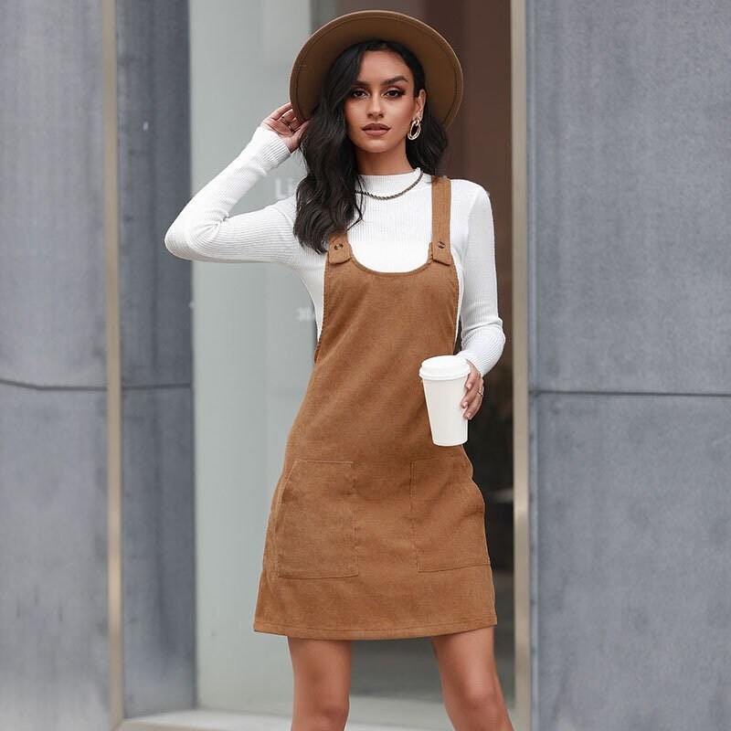 Fashion Dresses Pinafore Dresses nü by staff-woman n\u00fc by staff-woman Pinafore dress brown allover print casual look 