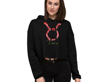 Crop Hoodie, Taurus, Taurus gifts, Taurus birthday gifts, birthday gifts for her