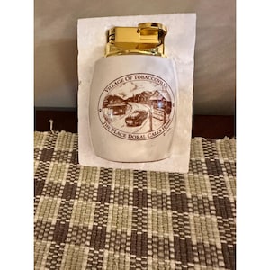 Doral Village Of Tobaccoville Ceramic Tabletop Lighter With Gold-Tone Metal Lid