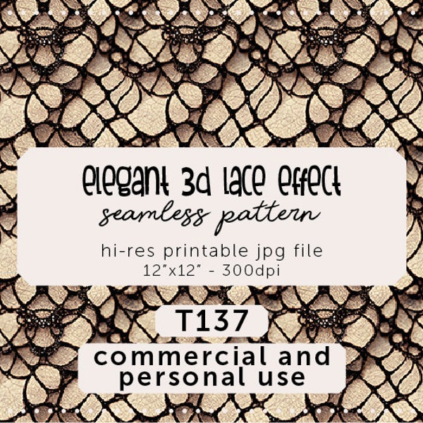 elegant 3d lace effect seamless pattern beige lace fake embroidery digital paper download repeating fabric animalier tile pattern JPG POD