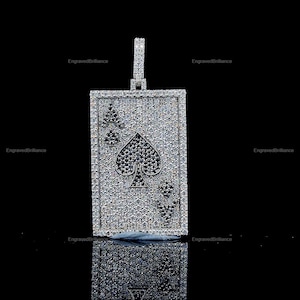 Custom Iced Out schoppenaas pokerkaarthanger massief 925 sterlingzilver door de mens gemaakte moissanietdiamanten, super ijzig!!!