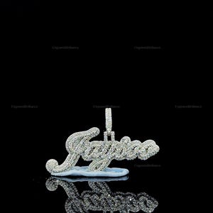 Colgante de hip hop personalizado, letra personalizada, colgante de moissanita de corte redondo brillante, plata de ley 925, colgante de hip hop para hombre