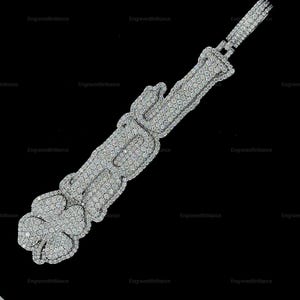 Pingente de Hip Hop com Número Personalizado, Personalize Sua Letra da Sorte, Pingente de Número de Hip Hop Masculino, Pingente de Moissanite, Joias de Hip Hop Ice Out