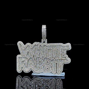 Colgante de moissanita personalizado, colgante de moissanita VVS con letra personalizada, colgante de moissanita VVS, colgante de moissanita de plata estilo hip hop, joyería para hombre