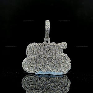 Colgante de moissanita personalizado, colgante de moissanita VVS con letra personalizada, colgante de moissanita VVS, colgante de moissanita de plata estilo hip hop, joyería para hombre