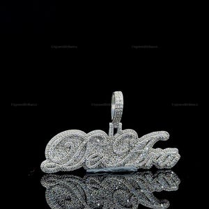 Colgante de moissanita personalizado, colgante de moissanita VVS con letra personalizada, colgante de moissanita VVS, colgante de moissanita de plata estilo hip hop, joyería para hombre