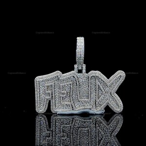 Pingente de moissanita personalizado, pingente de letra personalizada de moissanita VVS, pingente de moissanita VVS, pingente de moissanita hip hop prateado, joias masculinas