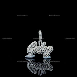 Colgante de hip hop personalizado, letra personalizada, colgante de moissanita de corte redondo brillante, plata de ley 925, colgante de hip hop para hombre