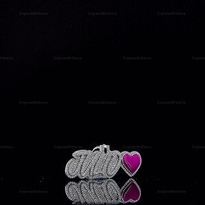 Pingente de Hip Hop com Letra Personalizada e Coração Rosa, Personalize seu Nome, Pingente de Hip Hop Masculino, Pingente de Moissanite, Joias de Hip Hop Ice Out