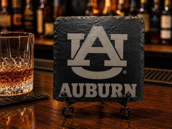Auburn Tigers Engraved Slate Coasters, College Football Home Decor