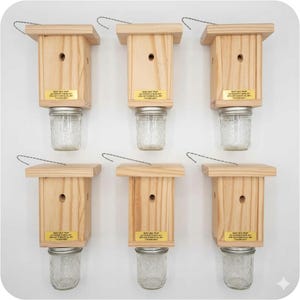 6-Handmade Carpenter Bee Trap – Chemical-Free Wood Boring Bee Solution - Set of 6