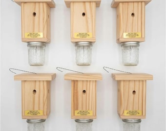 6-Handmade Carpenter Bee Trap – Chemical-Free Wood Boring Bee Solution - Set of 6