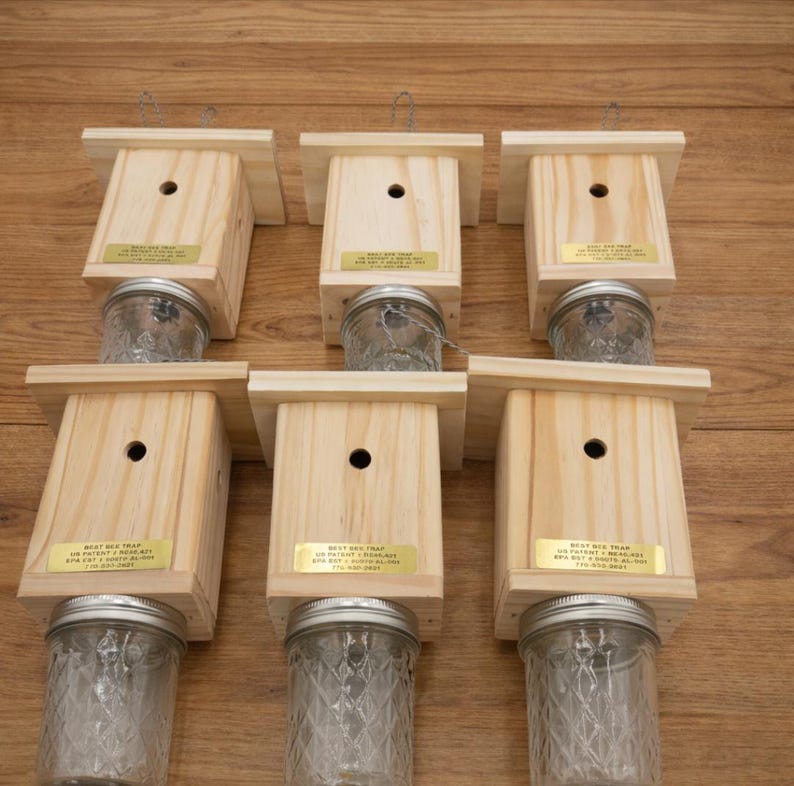 6-Handmade Carpenter Bee Trap – Chemical-Free Wood Boring Bee Solution - Set of 6 image 5
